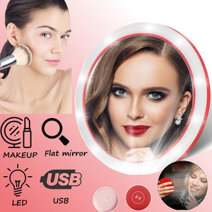 2-In-1 Portable LED Mini Circular Makeup Mirror & Wireless Charger-Inougate