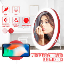 Load image into Gallery viewer, 2-In-1 Portable LED Mini Circular Makeup Mirror &amp; Wireless Charger-Inougate