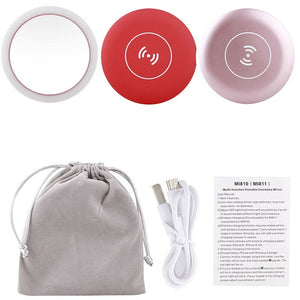 2-In-1 Portable LED Mini Circular Makeup Mirror & Wireless Charger-Inougate