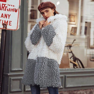 Elegant Warm Faux Fur Coat for Women-Inougate