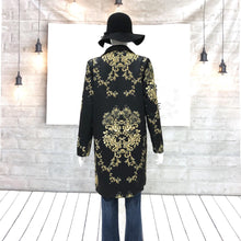 Load image into Gallery viewer, Women Retro Black Floral Cardigan Printed Coat-Inougate